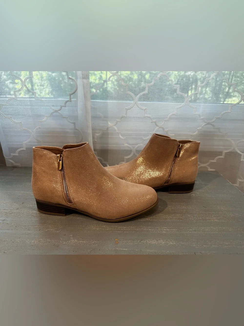 Sonoma Shimmery Blush Pink Ankle Boots